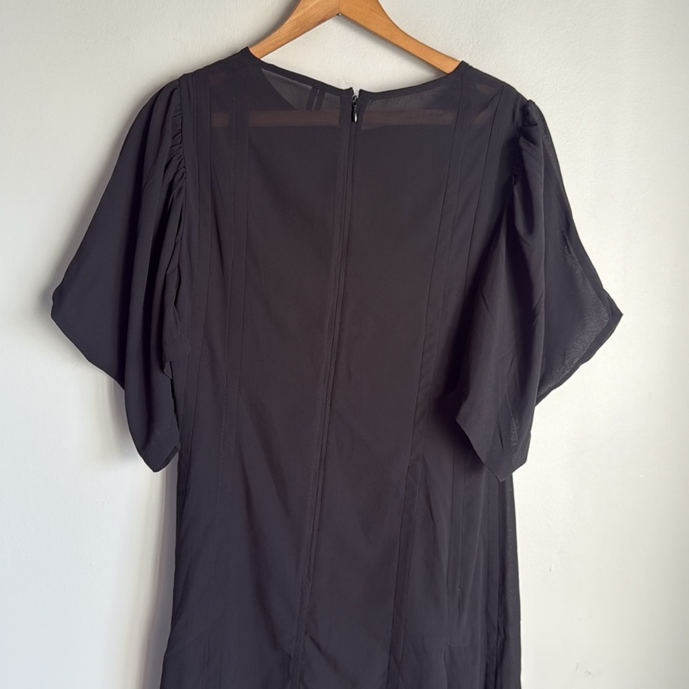 Anthropologie Black Midi Dress with Puff Sleeves - Picture 9 of 14